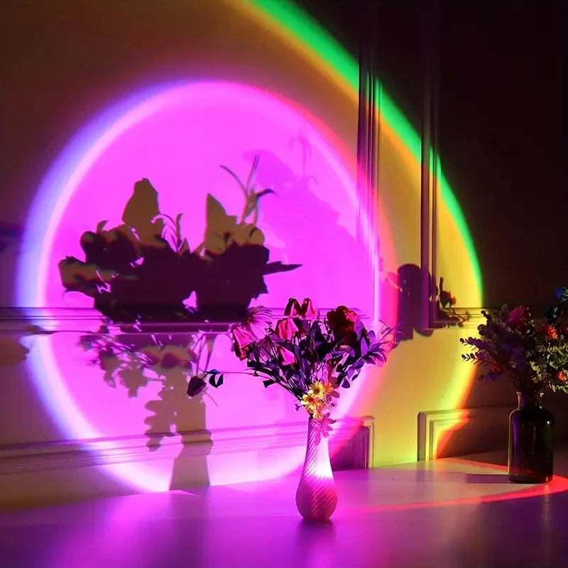 RGB Sunset Lamp LED USB Rainbow Neon Night Light Projector Photography 7 Colors Wall Atmosphere Lighting for Bedroom Room Decor