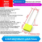 10PCS 100V Correction Capacitor Polypropylene Safety Plastic Film 100V 1nF ~ 470nF 100nf 220nf 10nf 47nf 22nf 1nf 0.47uf 0.1uf