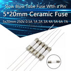 10-100PCS 5*20mm Ceramic fuse Slow Blow tube fuse With a pin 5x20mm 250V 0.5A 1A 2A 3A 4A 5A 6A 7A 8A 10A 12A 15A 20A 25A 30A