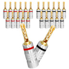 Musical Sound 24K Gold Plated Speaker Plugs Audio Banana Connector for Speaker Wire Open Screw Type Hifi Banana Plugs