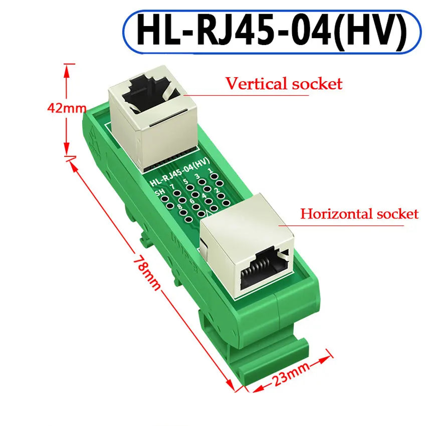 Din Rail Mounting RJ45 Female To Female Splitter Board RJ45 45 Degree Breakout Board