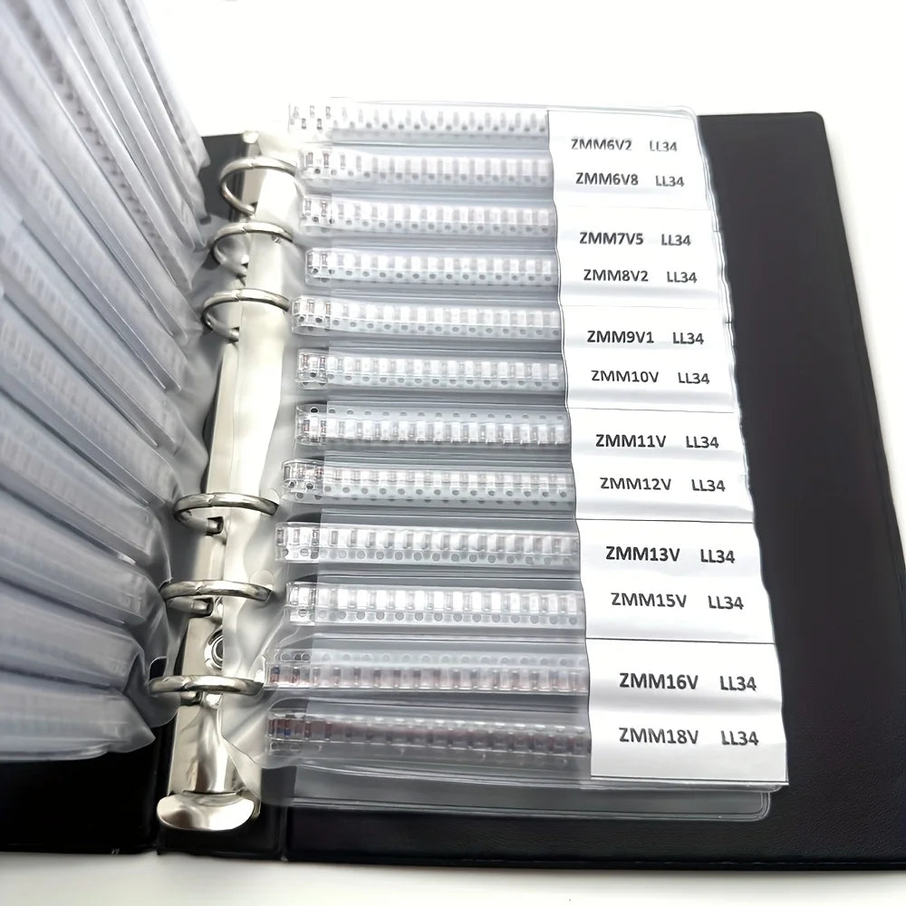 LL34 SMD Zener Diode Book LL4148 1/2W 2v-510v 34Values Package Assorted Kit 0.5W Eries Sample Book Commonly Used Sample Kit