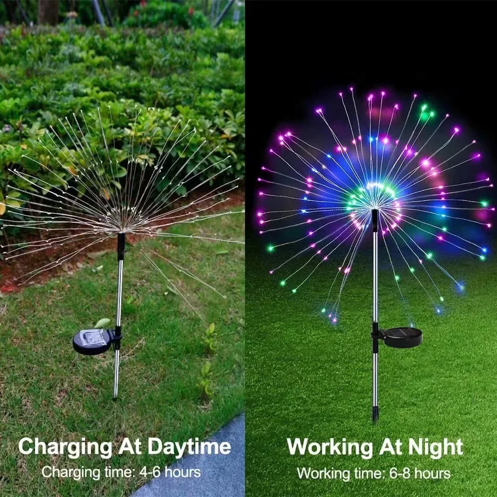 1Pcs Solar LED Firework Light Copper Wire Christmas Fairy Lights Lawn Pathway Light Garden Decoration