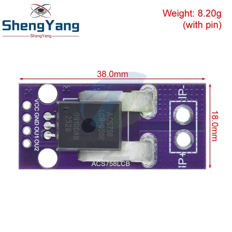 50/100/150/200A Hall Current Sensor Module Linear Analog AC DC 3.3V-5V ACS758LCB-050B 100B 150B 200B -PFF-T RC Model Connector