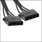 18AWG Molex 4 Pin Male To Dual 4 Pin Female IDE Molex Power Connectors Sleeved Y Splitter Cable