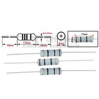 100pcs 3W Carbon Film Resistors 5% Tolerance Oxide Film Resistors 3W 1 47 100 220 470 Ohms 1K 4.7K 10K 47K 100k 200k 470k 1M Ohm