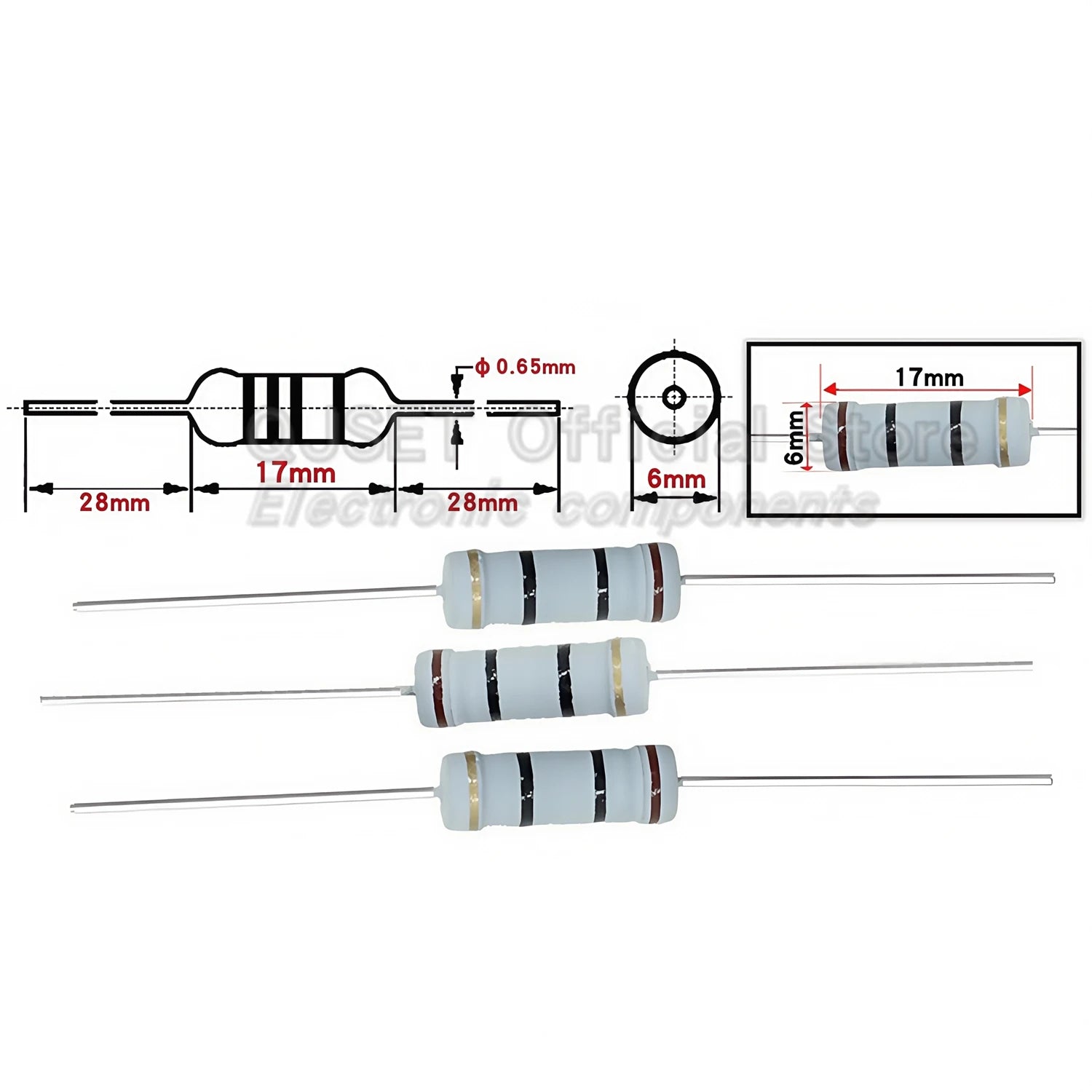 100pcs 3W Carbon Film Resistors 5% Tolerance Oxide Film Resistors 3W 1 47 100 220 470 Ohms 1K 4.7K 10K 47K 100k 200k 470k 1M Ohm