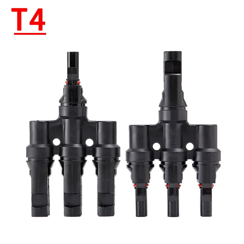MC4 Solar Connector T Type Y Branch PV Panel Parallel Connection Waterproof IP67 Male Female 2Pcs Solar Cell Plug