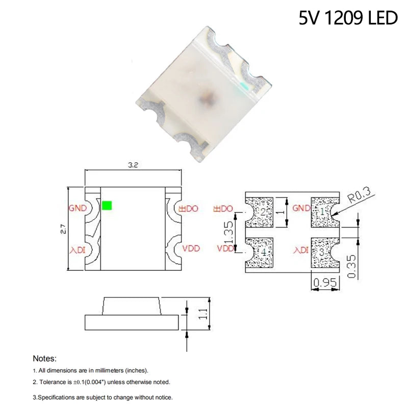 Ws2812b 5v Ws2812 5050 3528 4020 1204 1209 0807 2020 Mini Smd Led Chip Addressable Digital Pixel Rgb Full Color Led Diode Lamp