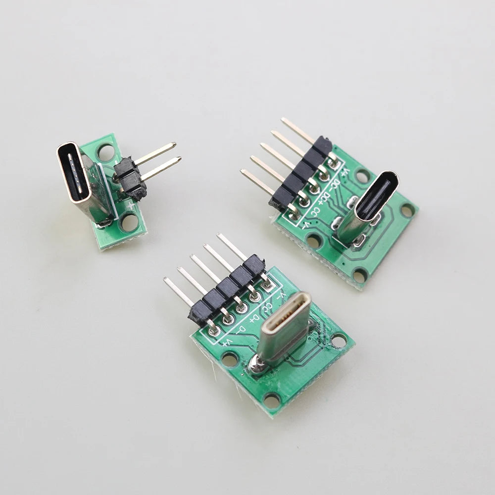 1PCS Data Charging Cable Jack Test Board with Pin Header 90 Degree Micro Mini USB Type C 2Pin USB 3.0 2.0 Female Male Connector