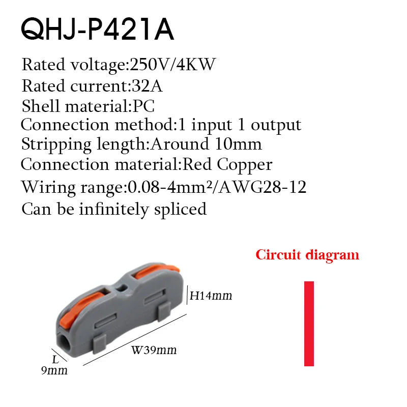 10PCS Wire Connector P421 Splicing Terminal Blocks For Electrical Cables Mini Fast Universal Wiring Connector Lamp Connectors