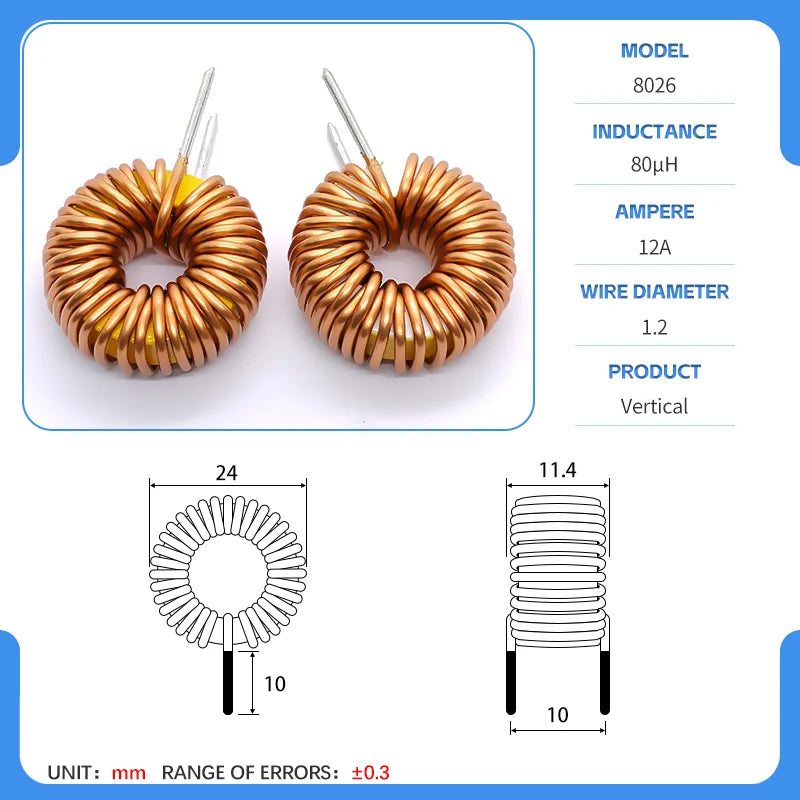 20mm 80-26 Iron powder core Toroidal inductor Wirewound inductor Iron powder core Magnetic ring inductor