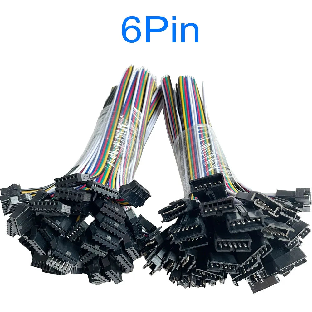 10Pairs JST SM 2P 3P 4P 5P 6Pin Plug Socket Male to Female Wire Connector LED Strips Lamp Driver Connectors Quick Adaptr 22AWG