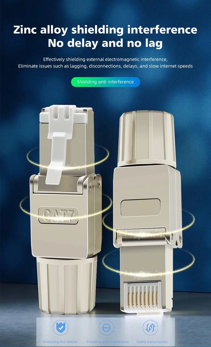 Tool Free Metal RJ45 Connector Toolless Reusable 23AWG to 26AWG Cable Internet Plug Easy Installation Tool-Free Termination Plug
