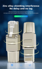 Tool Free Metal RJ45 Connector Toolless Reusable 23AWG to 26AWG Cable Internet Plug Easy Installation Tool-Free Termination Plug