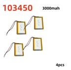 2.0-4.0AH 103450 Polymer Lithium Rechargeable Battery JST PH 2.0mm 2pin Plug for Camera GPS Navigator MP5 Bluetooth Headset