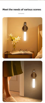 LED Rechargeable Magnetic Wall Lamp Smart Motion Sensor Night Light Portable for Hallway Bedroom Stairs Bathroom Cabinets Decor