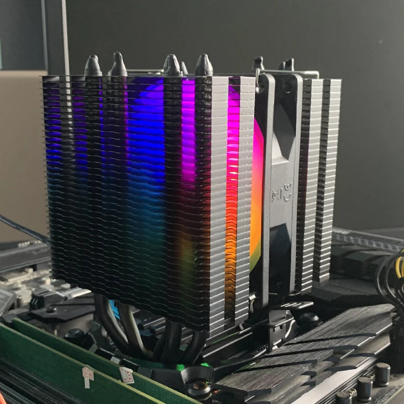 6 Heat Pipes CPU Cooler Black/White Silent RGB Cooling Fan for Intel LGA 1700 1200 1150 1151 1155 2011 X79 X99 1366 AMD AM5 AM4