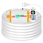 10m 30m 100m 220V LED Neon RGB Strip Light with 1500W EU Power Plug Dimmable Led Ribbon Waterproof For Outdoor Garden Lighting