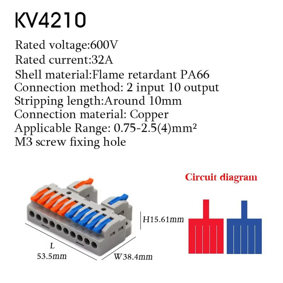 5/10 PCS Universal Wiring Cable Connectors Push-in Can Combined Butt Home Terminal Block Multiple In Multiple Out with Fixing