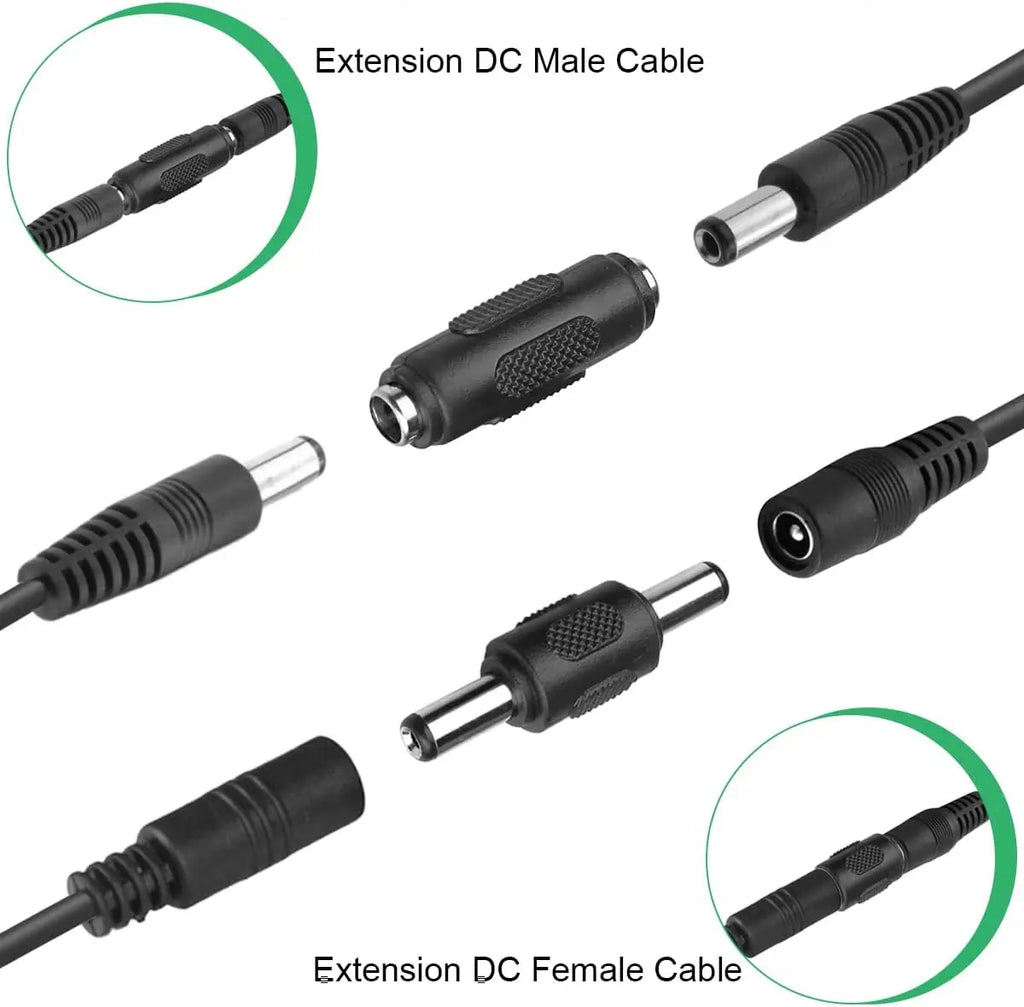 DC Power Connector Adapter Male Female Jack Socket Plug Barrel Connector 5.5x2.1mm 12V/24V For CCTV Security Camera LED Strip