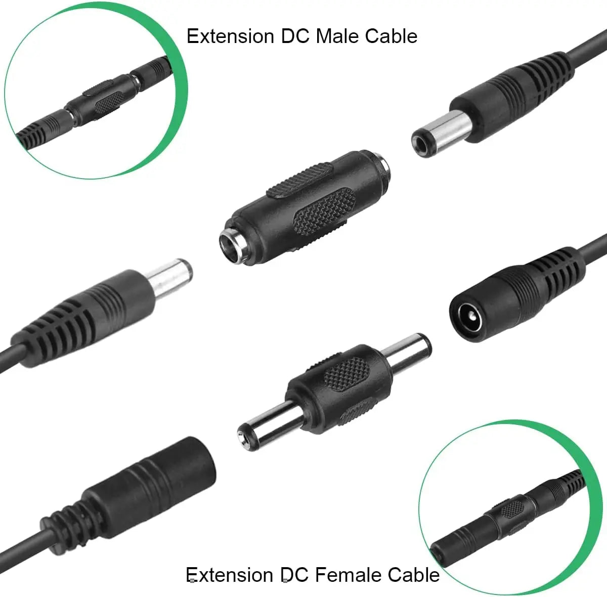 DC Power Connector Adapter Male Female Jack Socket Plug Barrel Connector 5.5x2.1mm 12V/24V For CCTV Security Camera LED Strip
