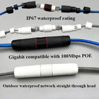 5Pcs RJ45 Docking Connector Ethernet Network Straight-through Waterproof IP67 Header , Outdoor Broadband Network Cable Extender