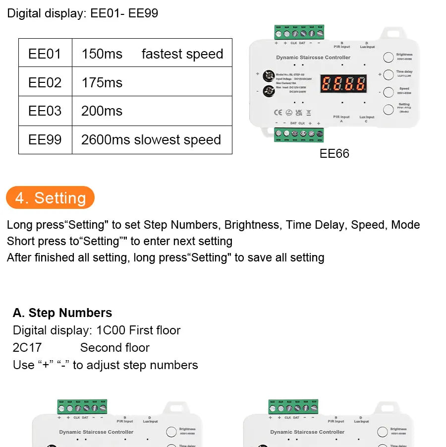 COB LED Strip PIR Motion Sensor Stair Lights Kit Step by Step Control Indoor Smart Staircase Lighting Controller with Main Line