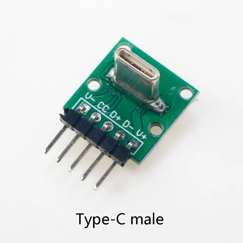 2pcs Micro Mini USB Type C USB 2.0 3.0 Male Female PCB Connector 90 Degree with Pin Header Data Charging Cable Jack Test Board