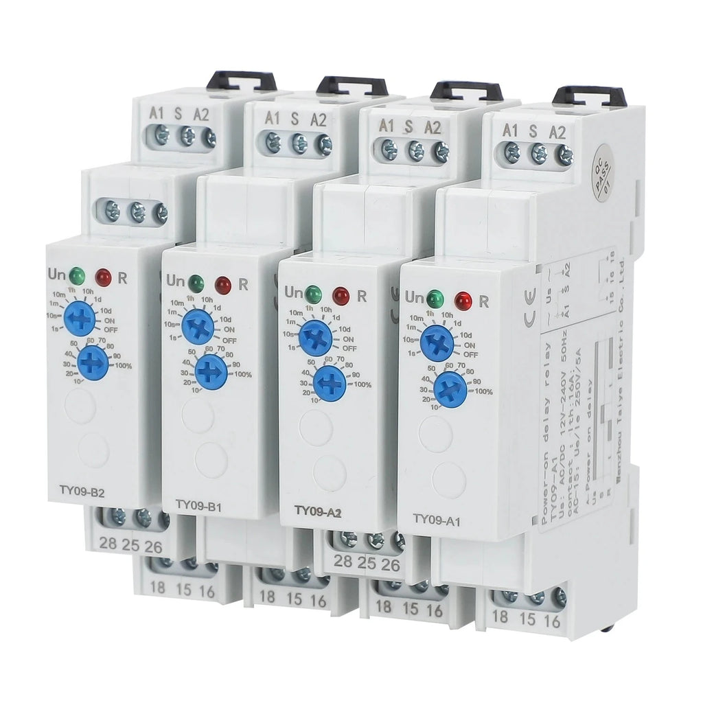 Din Rail Time Relay A Power-On Delay B Delay Disconnection AC/DC 12V-240V 16A 0.1S~10 Days Power-on delay automatic switch