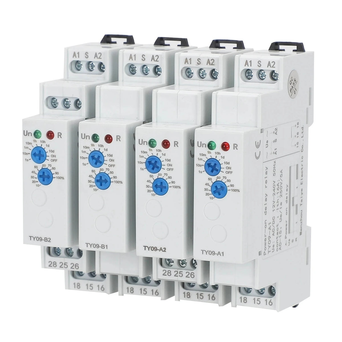 Din Rail Time Relay A Power-On Delay B Delay Disconnection AC/DC 12V-240V 16A 0.1S~10 Days Power-on delay automatic switch