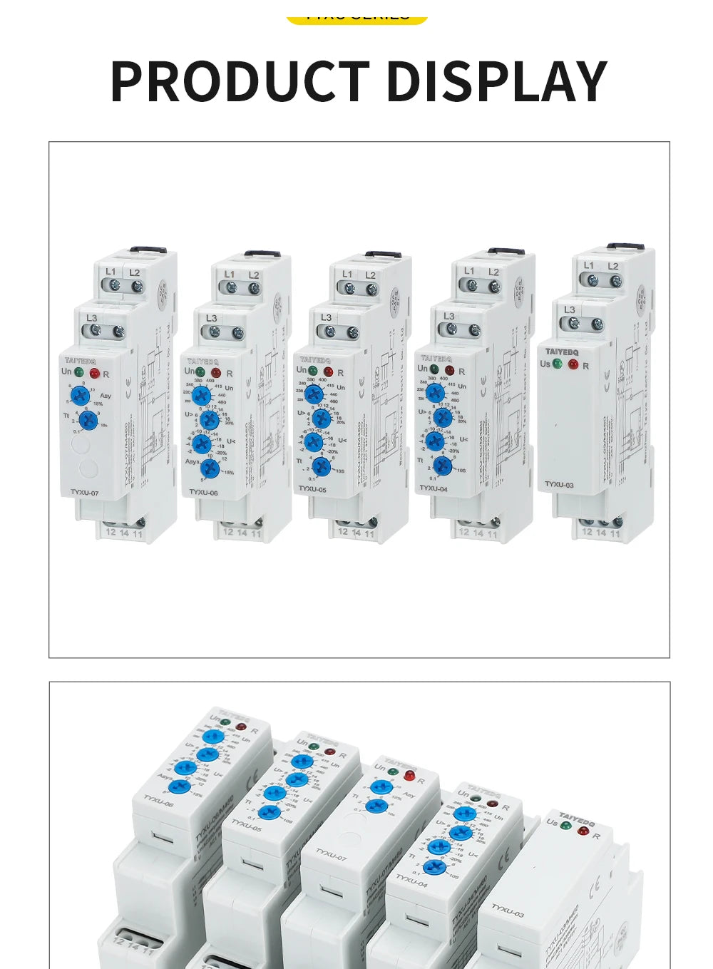 TYXU 3 Phase Voltage Protection Relay Phase Sequence Phase Failure Protection Relay 5A 8A 1SPDT 2SPDT