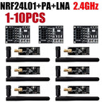 1-10PCS NRF24L01+PA+LNA Wireless Transceiver RF Transceiver Module 2.4G 1100m with Antenna NRF24L01+ Breakout Adapter with 3.3V