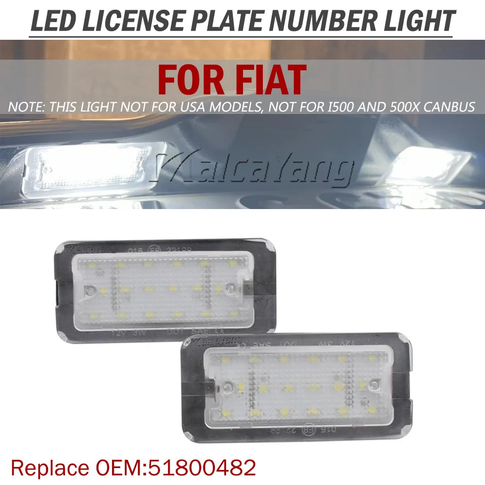 2x Fits For Fiat 500 / Abarth 500 2007-2020 CANbus Xenon White Led Number License Plate Lights
