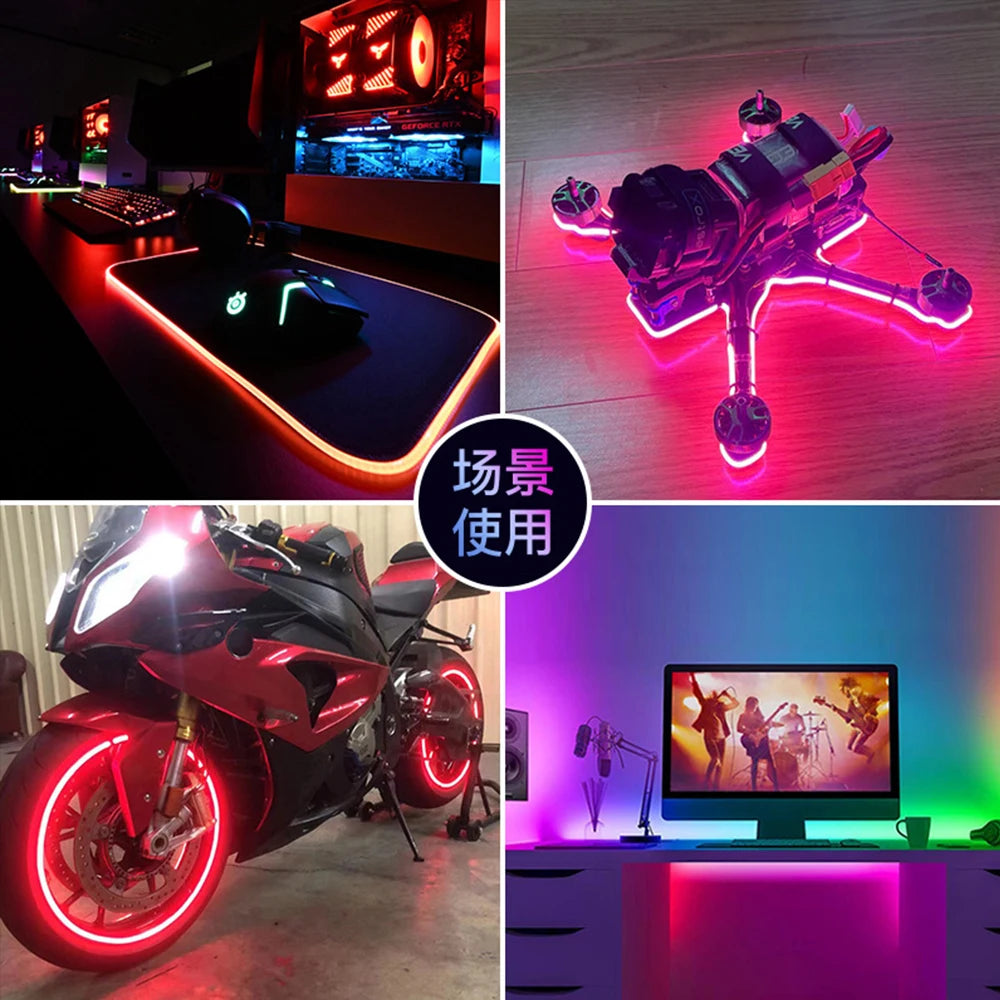 WS2812B COB LED Strip Lights DC5V 5mm Full Color SPI RGB-IC 100/160LEDs Individually Addressable Smart Pixels Tape Light