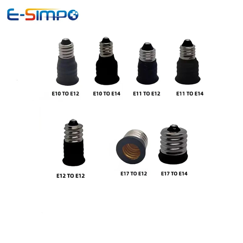 2PCS E10-E12 E11-E12 E11-E14 E12-E12 E10-E14 E17-E14 Light Socket adapter E10 to E12 Candelabra lamp holder converter,Install