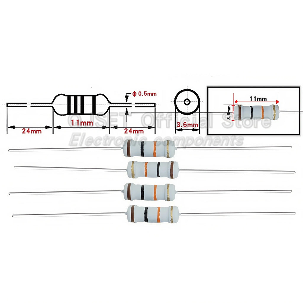 500pcs 1W Carbon Film Resistors 5% 10 Ohm 33 47 100 200 220 470 510 Ohm 1K 4.7K 10K 22K 33K 47K 100k 200k 220k 510k 470k 1M Ohms