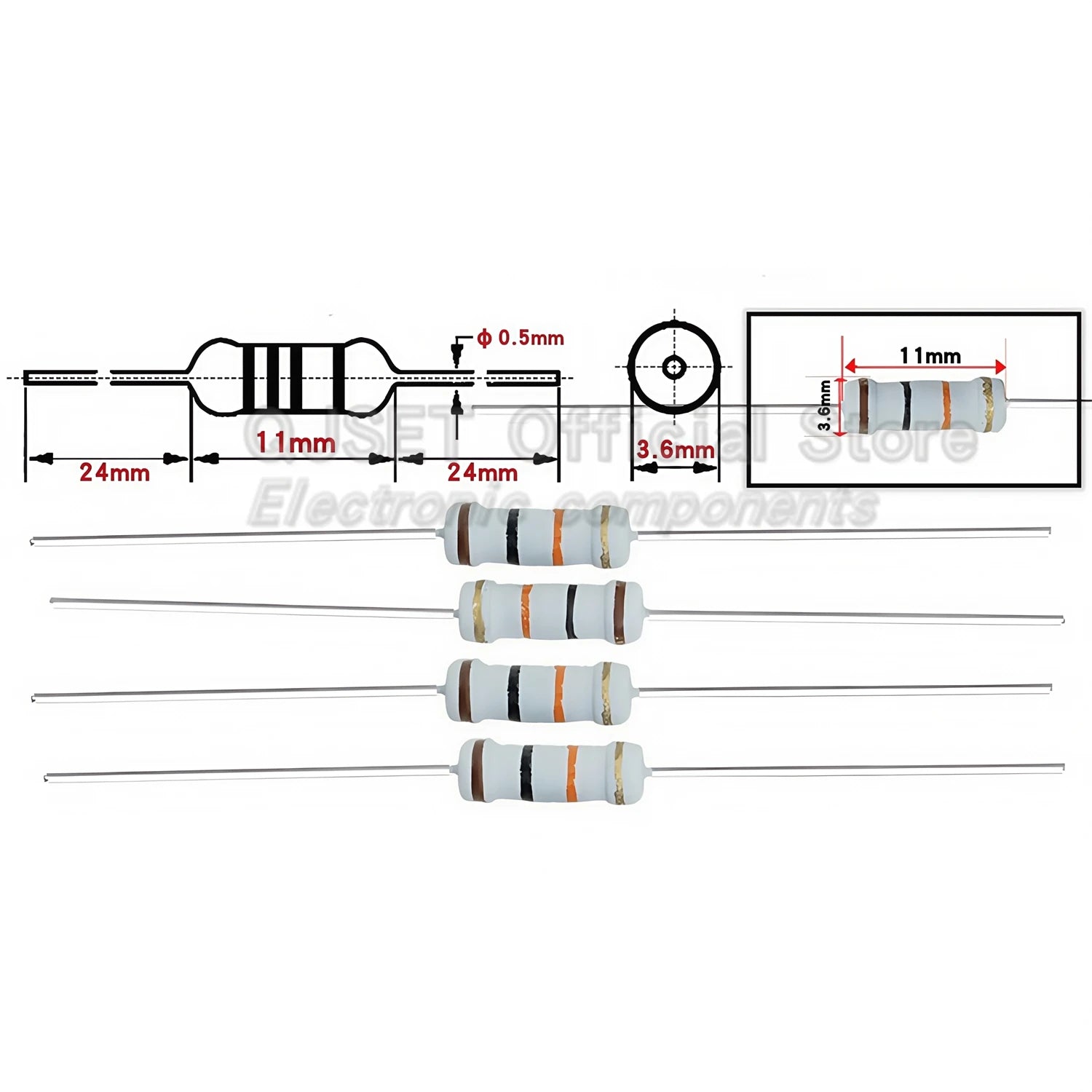 500pcs 1W Carbon Film Resistors 5% 10 Ohm 33 47 100 200 220 470 510 Ohm 1K 4.7K 10K 22K 33K 47K 100k 200k 220k 510k 470k 1M Ohms