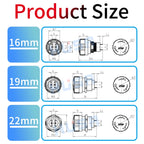 16 16 22mm Ultra Short Style metal emergency stop button switch waterproof mushroom head Rotation reset Anti-slip with lights