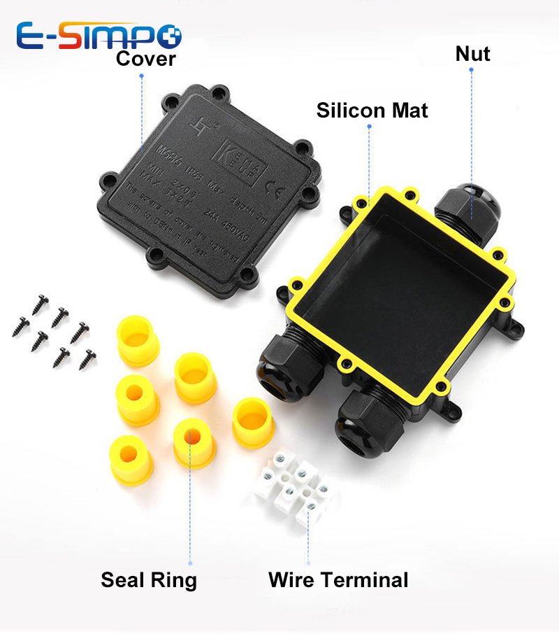 IP68 Y-Shape Underwater Waterproof  3Way 1IN2OUT 4-14mm Power Cord External LED Outdoor Light Lamp Wire Junction Box Connector