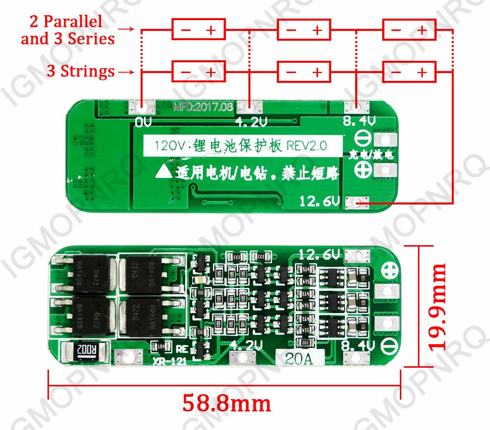 3S 6A 8A 10A 20A 25A 30A 40A 60A Li-ion Lithium Battery 18650 Charger PCB BMS Protection Board For Drill Motor Lipo Cell Module