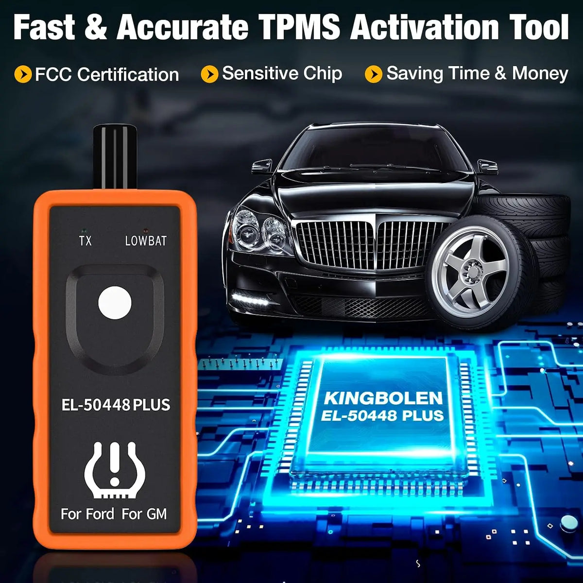 KINGBOLEN EL-50448 Plus TPMS Relearn Tool for Ford GM TPMS Relearn Tool for Ford GM Tire Pressure Monitor Sensor Reset Tool, 2 in 1 Relearn Tool for F150 Lincoln Buick Cadillac