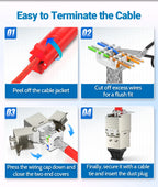 AMPCOM Pro+ Cat7/6A/6 Shielded Keystone Jack Zinc Alloy Toolless RJ45 Connector with 50u Gold Plated Pins for High-Speed Network