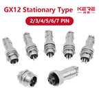 GX12 2/3/4/5/6/7Pin Nut Type Aviation Plug 12mm Circular Socket  Male & Female Electric Power Panel M12 Connector