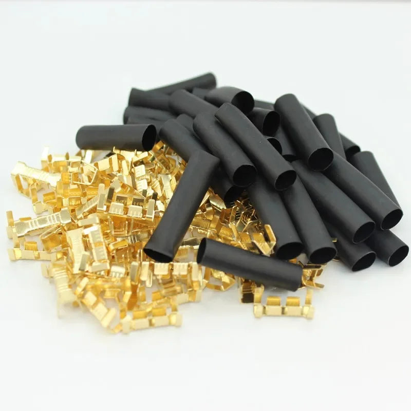 Copper Electrical Wire Connectors Set U-Shaped Crimp Terminals for Fast Wiring Cable Lock 0.5-1.5mm² with Heat Shrink Tube Kits