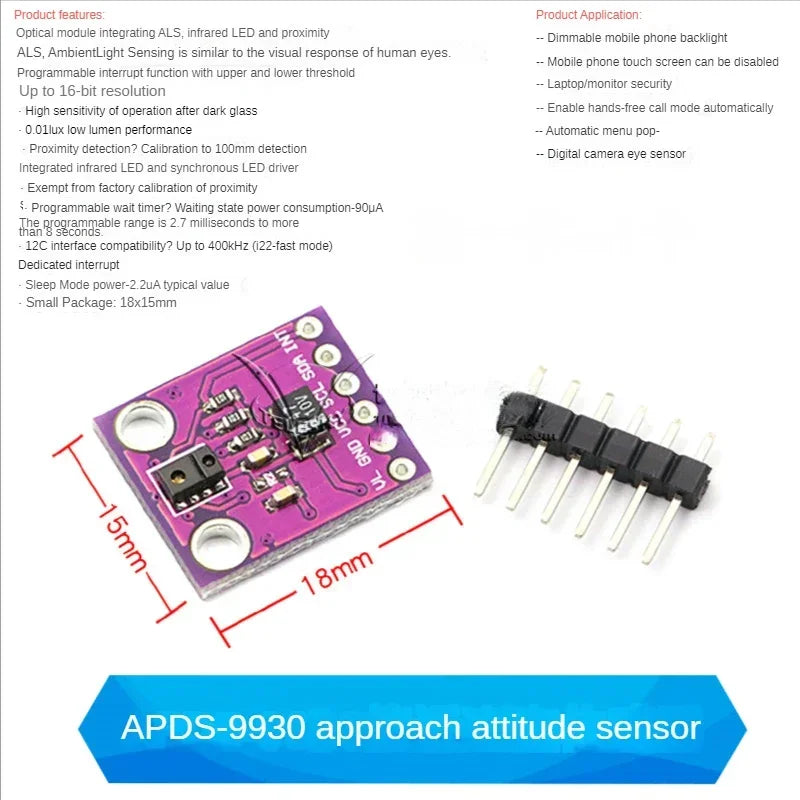 7620 Gesture Recognition Sensor PAJ7620U2 9 Gesture Recognition Sensor Modules RGB Infrared Sensing Modules