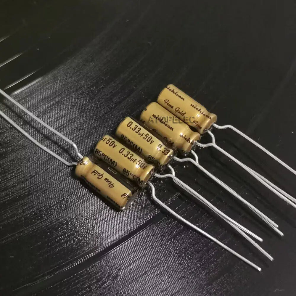 10pcs Nichicon FG Fine Gold Series Electrolytic Capacitor Hi-Fi Audio 0.33uF/1uF/2.2uF/3.3uF/4.7uF/10uF/22uF/47uF/100uF 25V/50V