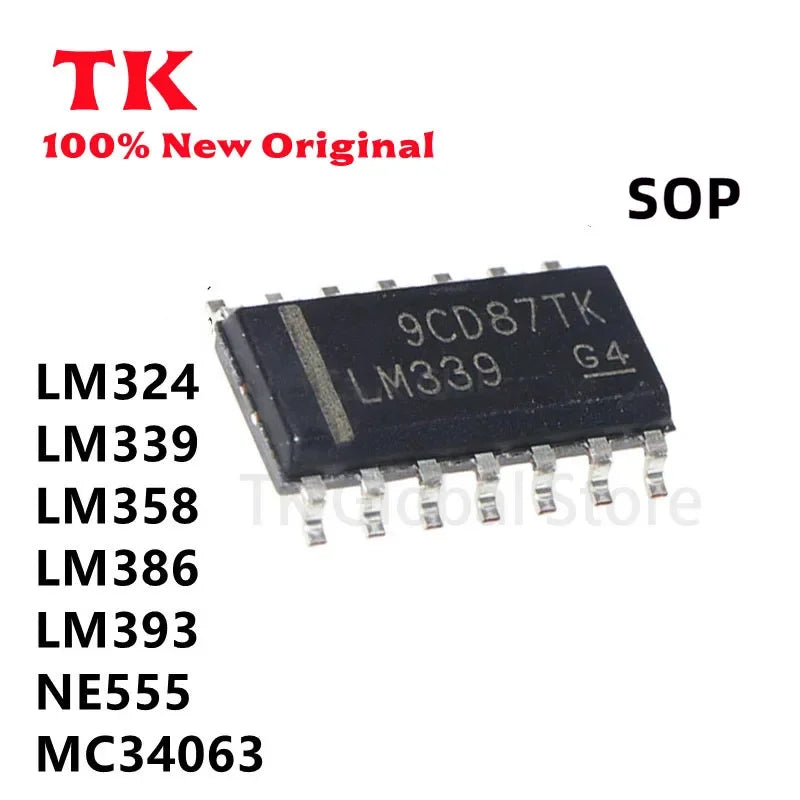 50PCS Assorted SOP ICs Kit - LM358 LM393 LM339 LM324 NE555 LM386 MC34063A SOP Quality Electronic Components in Stock