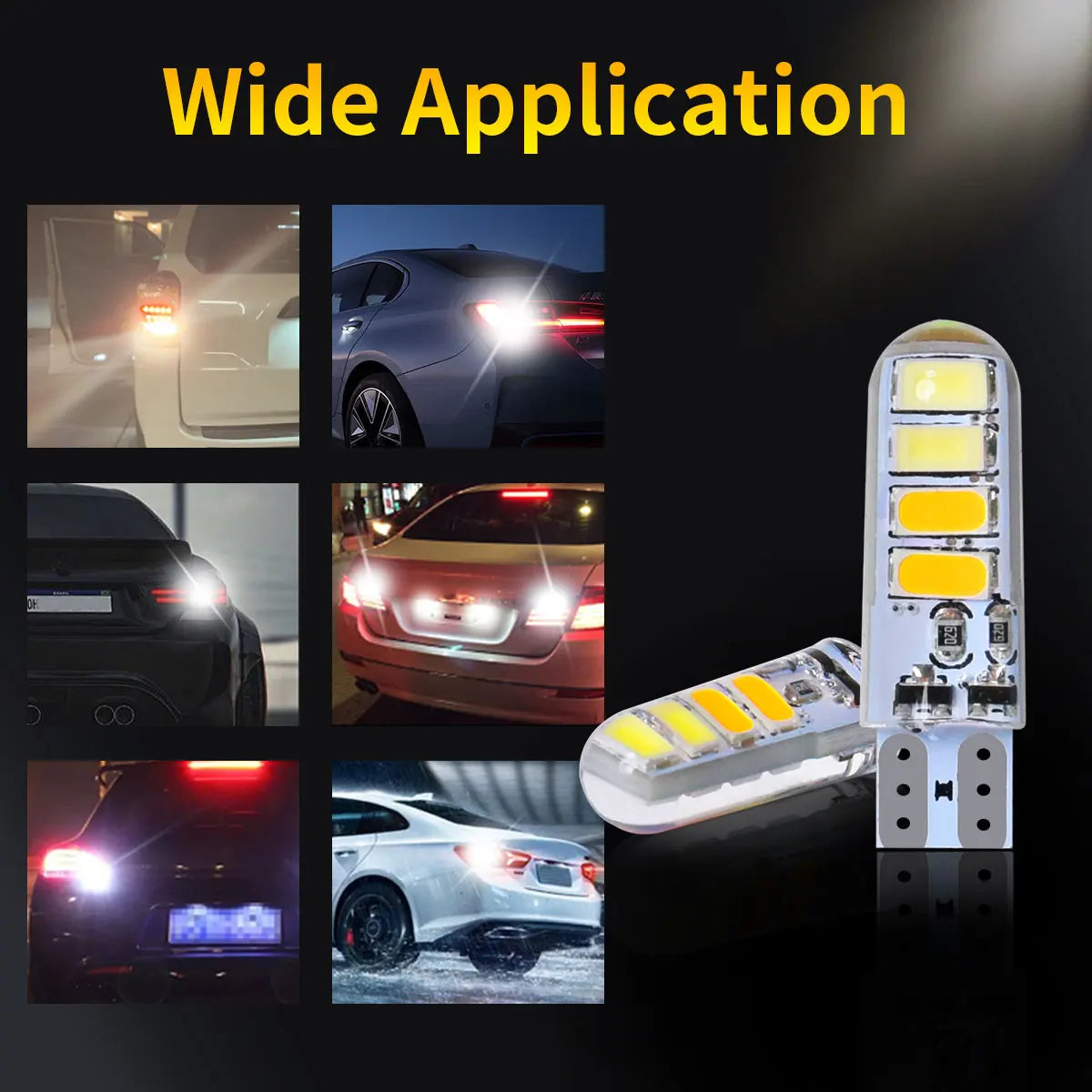 2 Pcs LED Bulbs 12V/24V 5730 Chips T10 W5W WY5W Two Tone Strobe Lights For Car/Truck Parking Drive Wedge Reading Brake Light