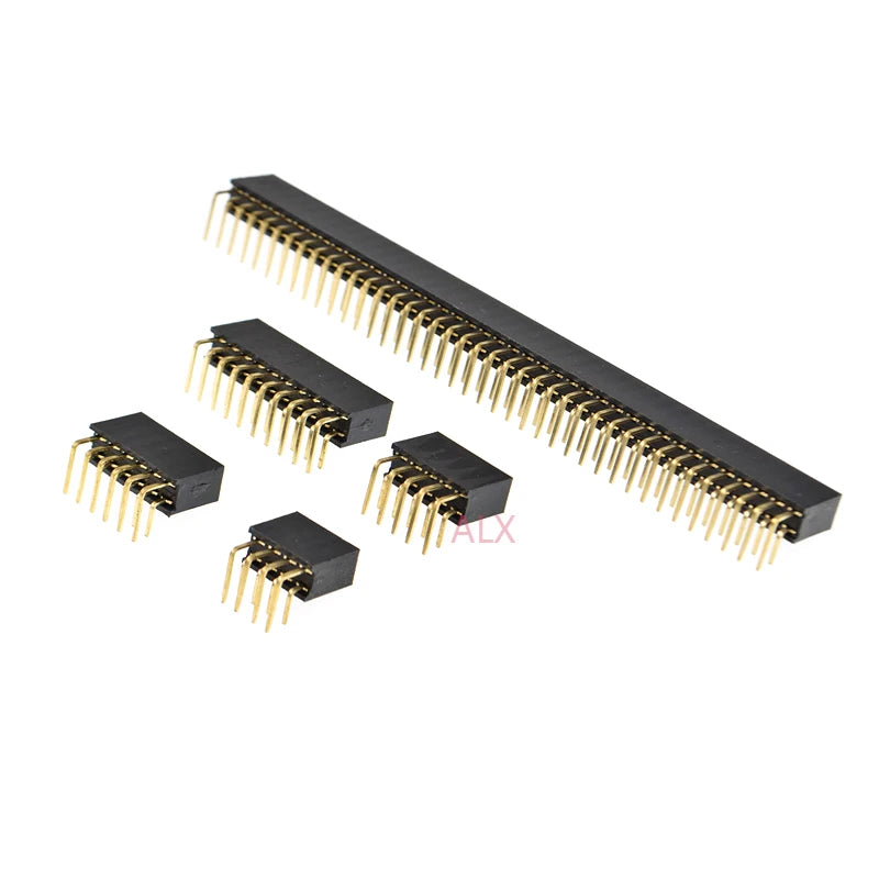 10Pcs 2*2/3/4/5/6/8/20/40 Pin Double Row Right Angle Female Pin Header 2.54mm Pitch Strip Connector Socket 2x3p/4p/6p/8p/20p/40p
